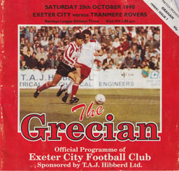 Exeter City v Tranmere Rovers Match Programme 1990-10-20